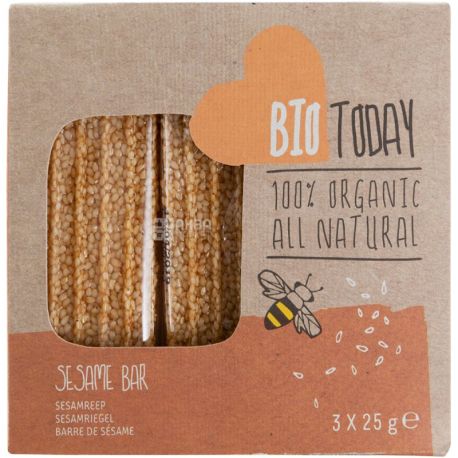 Bio Today, Sesame Bar, 3х25 г, Батончик кунжутний, органічний
