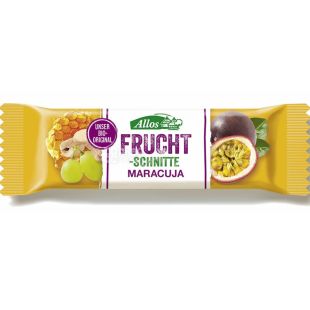 Allos, Fruchtschnitte Maracuja bio, 30 г, Батончик фруктовый, Маракуйя, органический