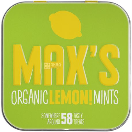 Max's Organic Mints, 35 г, Драже зі смаком лимона, органічне