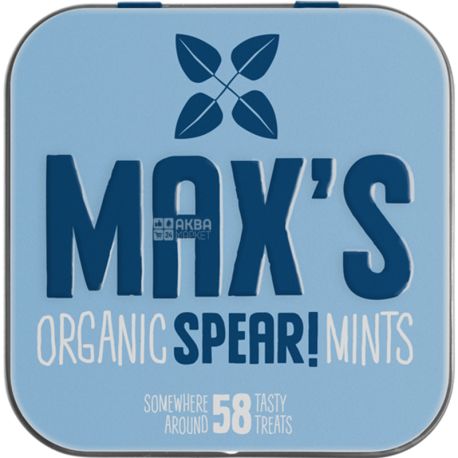 Max's Organic Mints, 35 г, Драже зі смаком м'яти, органічне