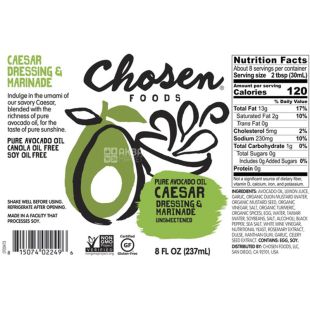 Chosen Foods, 236 мл, Дрессинг Цезарь 