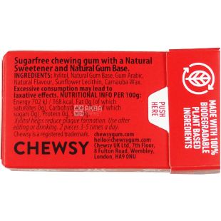 Chewsy Cinnamon, 15 г, Чузи, Жевательная резинка, Корица, без сахара, вегетарианская