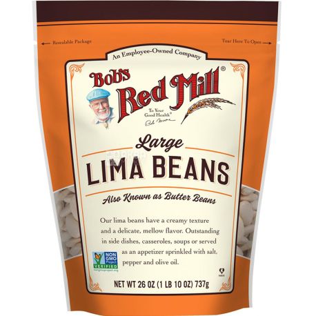 Bob's Red Mill, Large Lima Beans, 737 г, Фасоль Лима крупная, белая