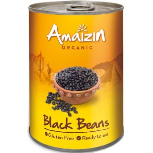 Amazing, Black Beans, 400 г, Фасоль черная, в рассоле, органическая, ж/б