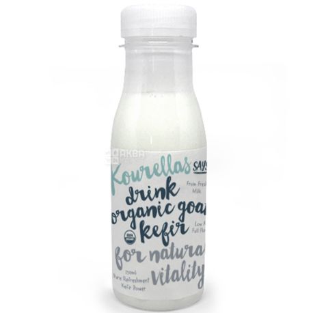 Kourellas Says, Goat's milk Kefir, 250 г, Кефир с козьего молока, органический, 1,5%