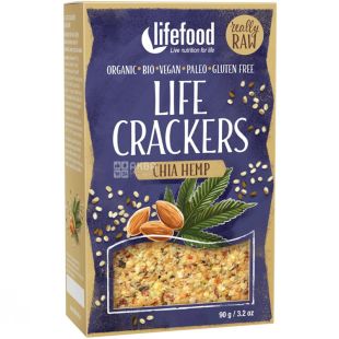 Lifefood, Crackers Organic Chia Hemp, 90 г, Крекеры с Чиа и конопляными семенами, органические