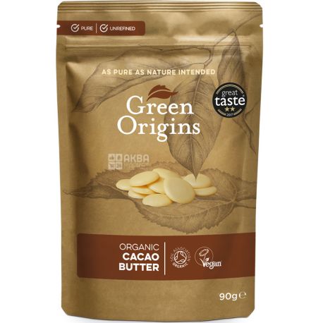Green Origins, Organic Cacao Butter, 90 г, Какао-масло, органическое