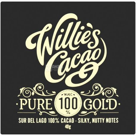 Willie's Сacao, Pure Gold, 40 г, Какао Чистий 100%