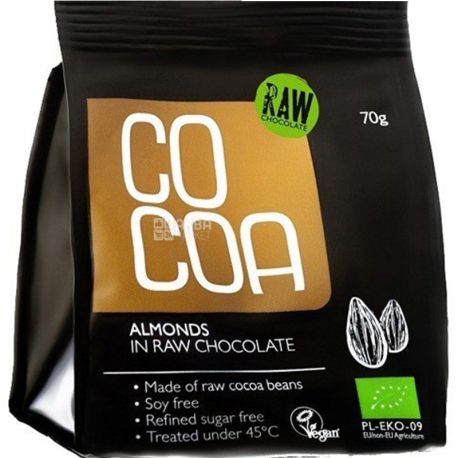 Co coa, 70 г, Мигдаль в сирому шоколаді, органічний