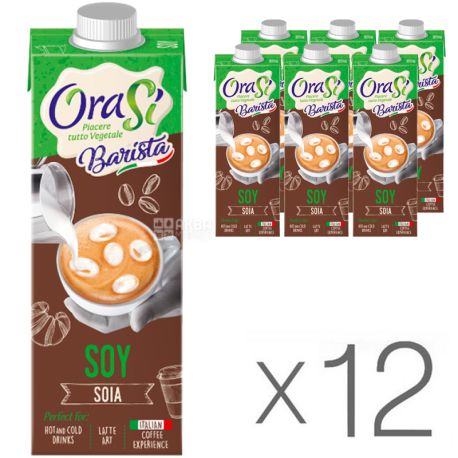 OraSi Barista, Упаковка 12 шт. х 1 л, Соевый напиток Ораси Бариста