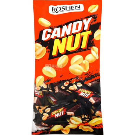 Roshen, Candy Nut,1 кг, Цукерки Карамель з арахісом