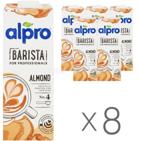 Alpro Almond Professionals, Soy Almond Drink, pack of 8 pieces on 1 l