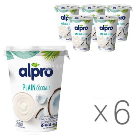 Alpro, Coconut, упаковка 6 шт., по 500 г, Алпро, Соєвий йогурт з кокосом, 3%