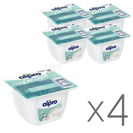 Alpro, Classic Coconut, Упаковка 4 шт. по 125г, Алпро, Десерт Кокосовий, соєвий йогурт