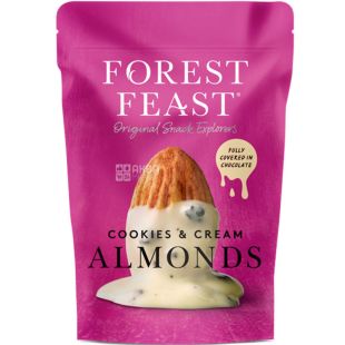 Forest Feast Almonds, 120 г, Миндаль в белом шоколаде с кусочками печенья, Форест Фест