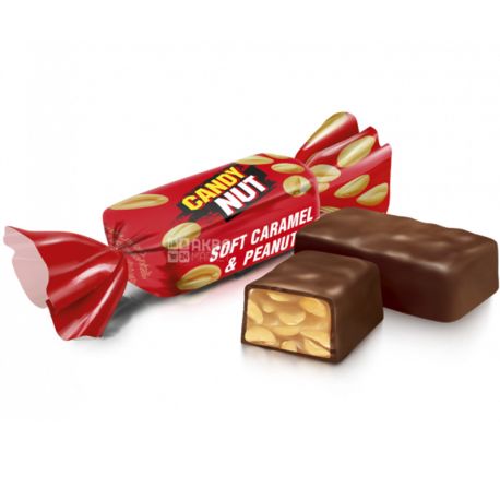 Roshen, Candy Nut,1 кг, Конфеты мягкая карамель с арахисом