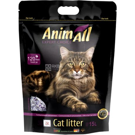 AnimAll, Фиолетовый Аметист, 15 л, Наполнитель для кошачьего туалета, премиум силикагель, 6,7 кг