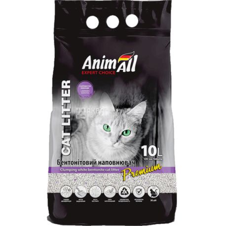 AnimAll, 10 L, Cat Litter, Bentonite, White, Lavender Scent