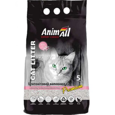 AnimAll, 5 L, Cat Litter, Bentonite, White, Baby Powder Scent