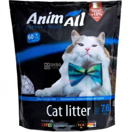 AnimAll, Голубой аквамарин, 7,6 л, Наполнитель для кошачьего туалета, силикагель, 3,2 кг
