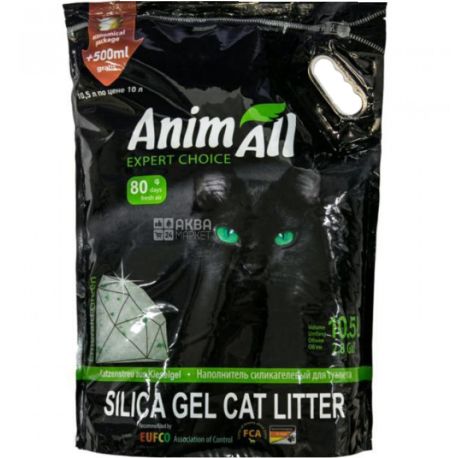 AnimAll, Зелений смарагд, 10,5 л, Наповнювач для котячого туалету, силікагель, 4,4 кг