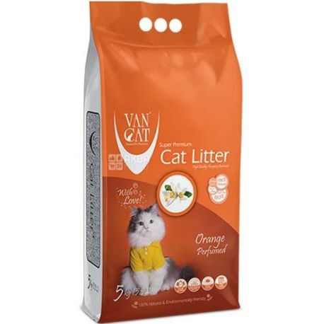 Van Cat, Orange, 5 кг, Наповнювач для котячого туалету бентонітовий, Апельсин