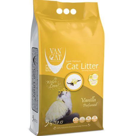 Van Cat, Vanilla, 5 кг, Наповнювач для котячого туалету бентонітовий, Ваніль