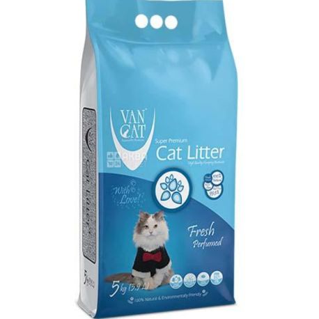 Van Cat Super Premium Quality Natural, 5 кг, Наповнювач для котячого туалету, бентонітовий, Фреш