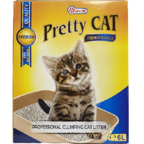 Pretty Cat Premium Gold, 6 л, Наполнитель для кошачьего туалета, бентонитовый, без аромата