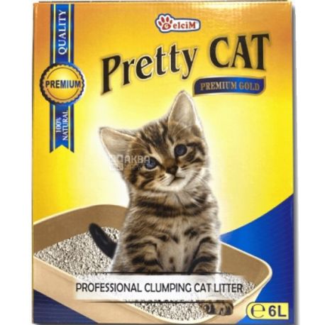 Pretty Cat Premium Gold, 6 л, Наполнитель для кошачьего туалета, бентонитовый, без аромата