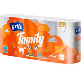 Grite Family Decor, 8 рул., Туалетний папір Грите Фемілі Декор, 3-х шаровий