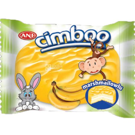 Ani Cimboo, 35 г, Печенье-сэндвич с маршмеллоу, в банановой глазури