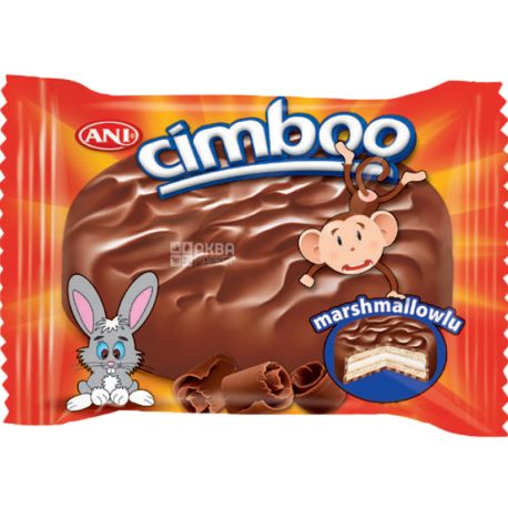 Ani Cimboo, 35 g, Sandwich cookies, with marshmallows, in cocoa glaze