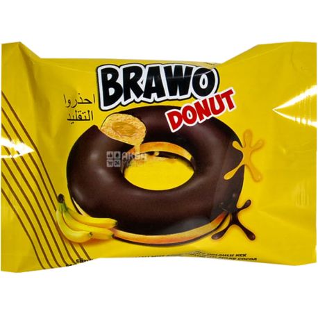 Ani, Brawo Donut, 50 г, Пончик с банановой начинкой, в какао-молочной глазури