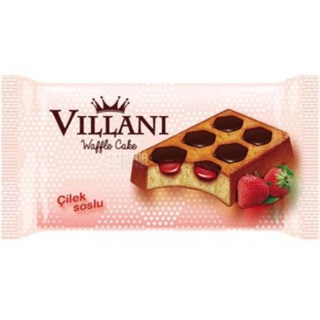 Villani, 50 г, Вафли с какао и клубничным кремом