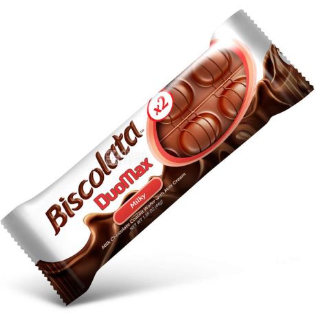 Biscolata DuoMax, 44 g, Waffles with milk cream in chocolate