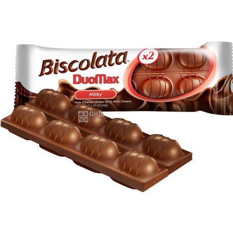 Biscolata DuoMax, 44 g, Waffles with milk cream in chocolate
