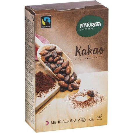 Naturata, Cacao, 125 г, Натурата, Какао-порошок з низьким вмістом жиру