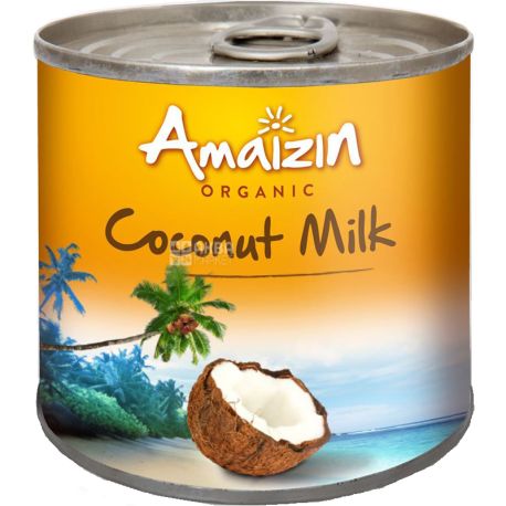 Amaizin kokosmelk, 200 мл, Молоко кокосове, органічне, 17%