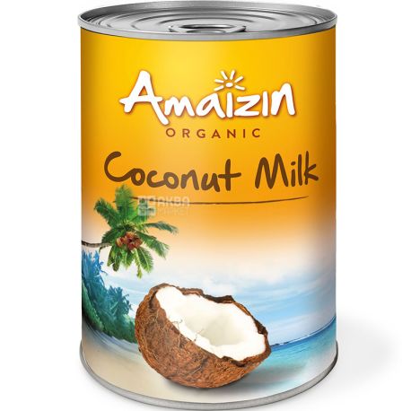 Amaizin kokosmelk, 400 мл, Молоко кокосовое, органическое, 17%