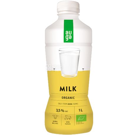 Auga, 1 л, Молоко органічне, ультрапастеризоване, 3,5%