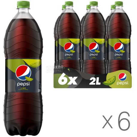 Pepsi-Cola, Lime, Упаковка 6 шт. по 2 л, Пепсі-Кола, Лайм, Вода солодка, ПЕТ