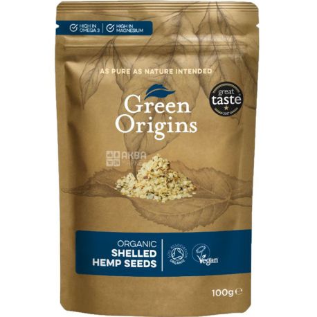 Green Origins, 100 г, Насіння коноклі, очищене, органічне