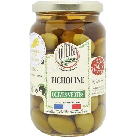 L'Oulibo, Picholine Olives Vertes, 200 г, Оливки зеленые Пиколин, в рассоле