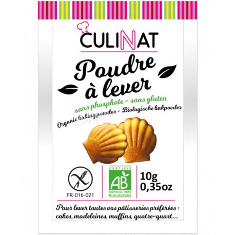 Culinat, Poudre а lever, 8 шт. х 10 г, Разрыхлитель теста, без глютена, органический