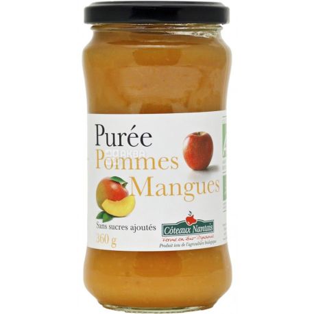 Coteaux Nantais, Puree Pomme Mangue, 360 г, Пюре фруктове, Яблуко і манго, органічне, без цукру