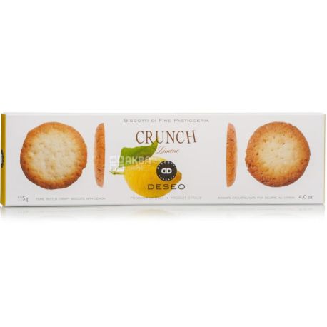 Deseo, Biscotti di Fine Pasticceria Crunch Limone, 115 g, Lemon Crunchy Biscuits