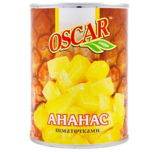 Oscar, 580 мл, Ананасы кусочками, ж/б
