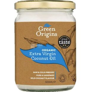 Green Origins, 500 мл, Масло кокосовое, Extra Virgin, органическое