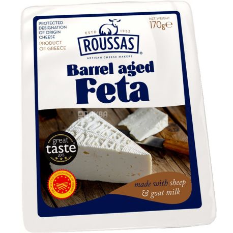 Roussas, Barrel Aged Feta, 170 г, Сыр Фета, выдержанный в бочках, 24,3%